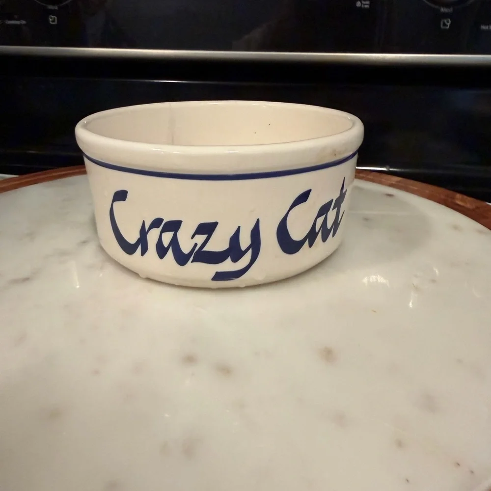 Vintage Crazy Cat Ceramic Bowl